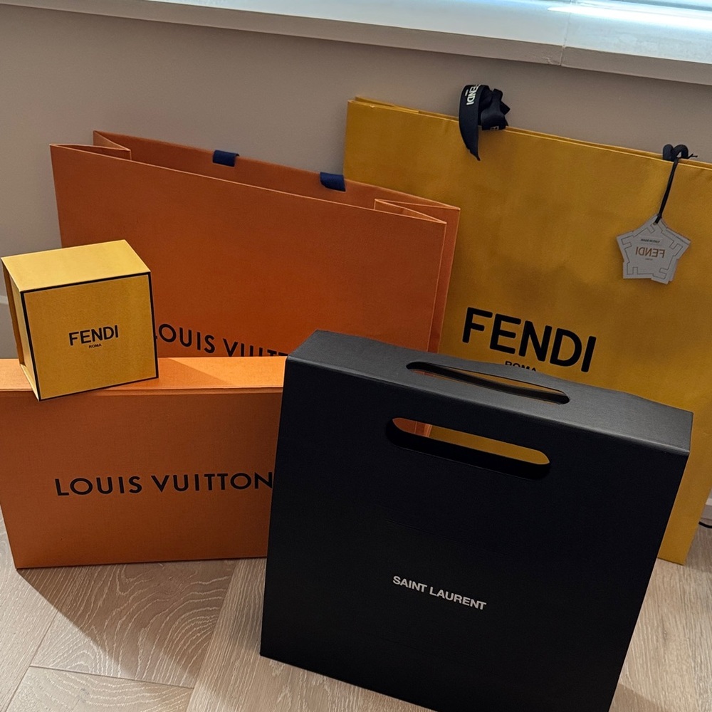 Fendi, Louis Vuitton, and Saint Laurent Shopping Bags